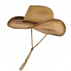 Braided Straw Cowboy Hat - Natural Tan
